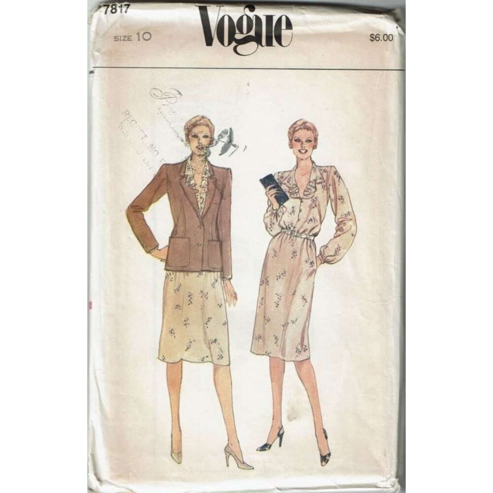 Vogue‎ Sewing Pattern 7817 Dress Jacket Misses Size 10 VTG